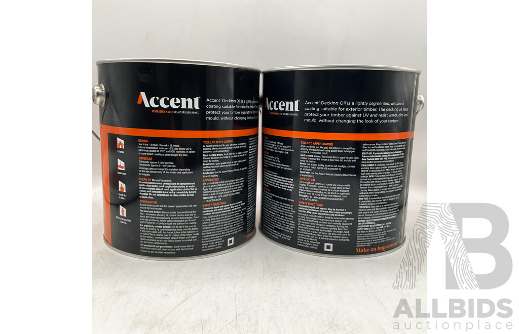 ACCENT Oil Based Decking Oil Jarrah 4L - Lot of 2