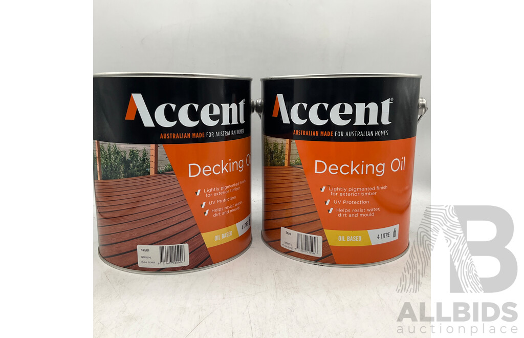 ACCENT Oil Based Decking Oil Netural 4L - Lot of 2