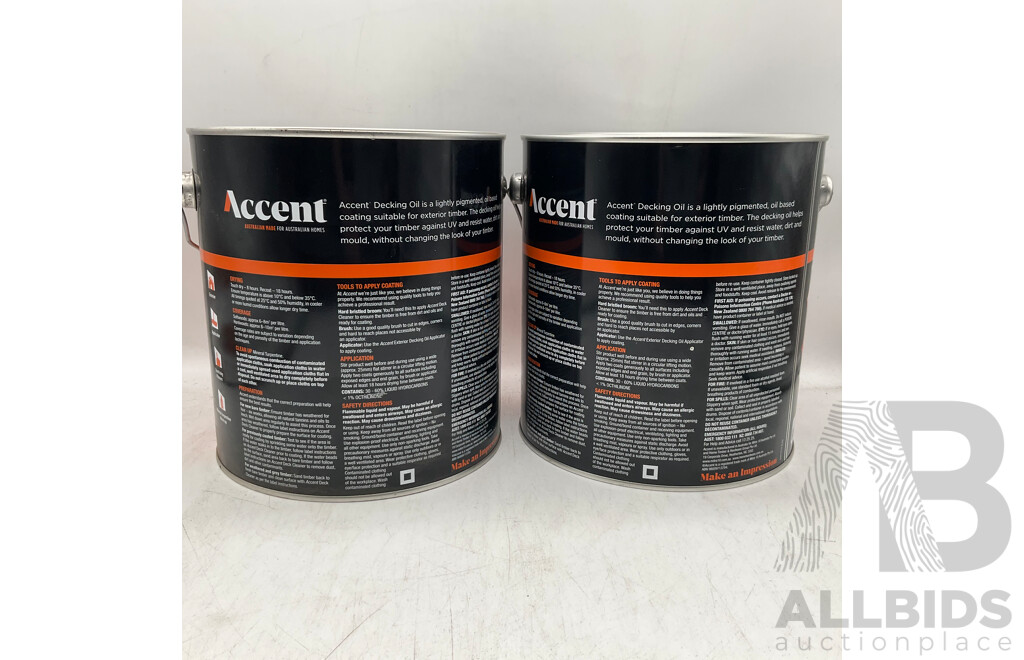 ACCENT Oil Based Decking Oil Netural 4L - Lot of 2