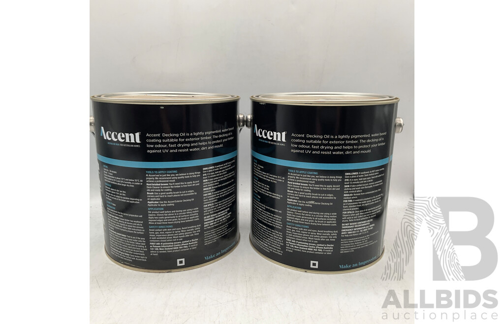 ACCENT Water Based Decking Oil Jarrah 4L - Lot of 2