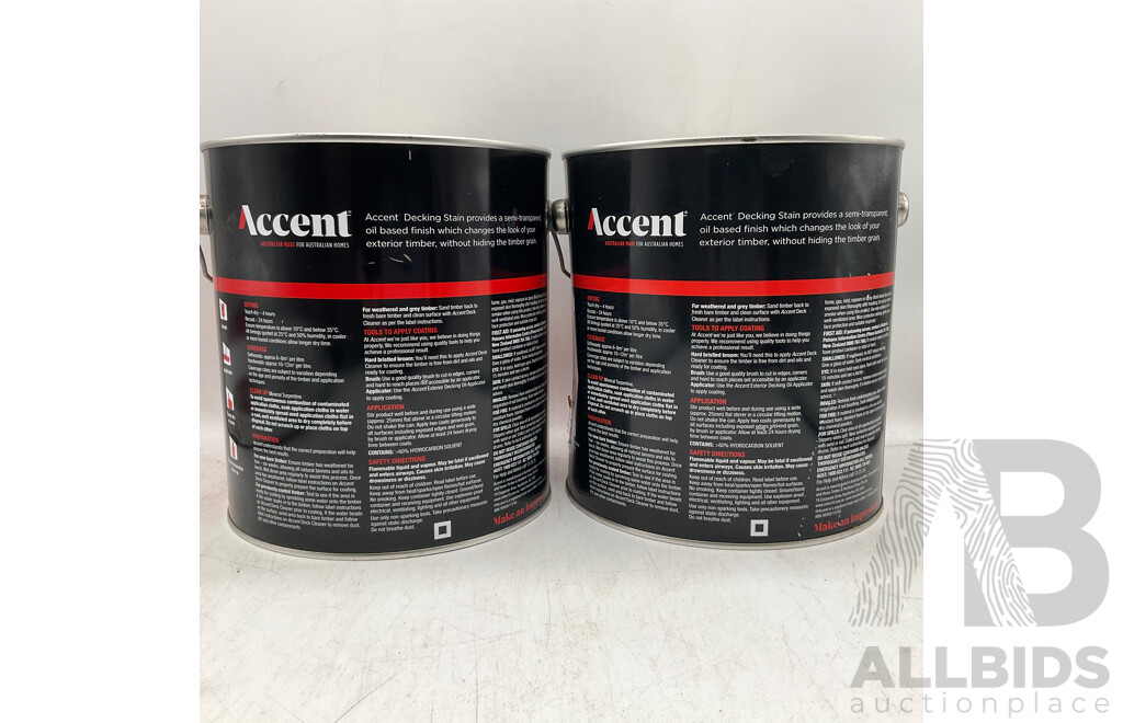 ACCENT Oil Based Decking Stain Jarrah 4L - Lot of 2