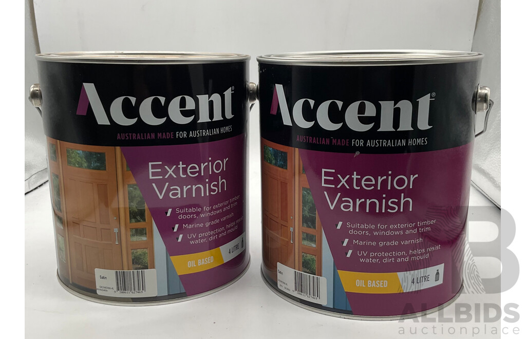 ACCENT Exterior Varnish Oil Based Stain 4L - Lot of 2