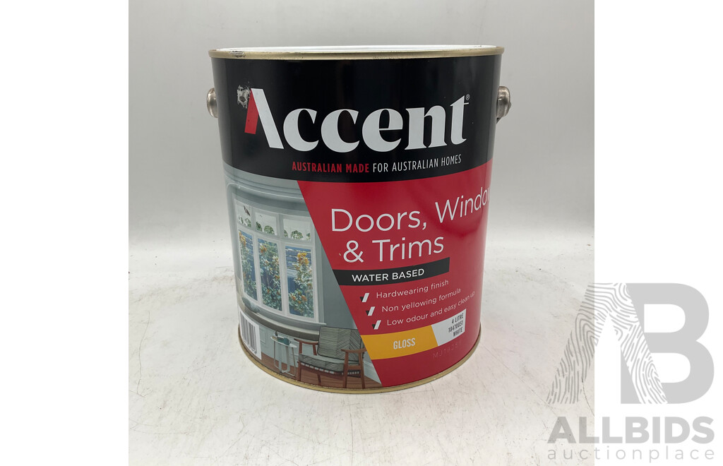 ACCENT Doors,Windows & Trims Water Based Gloss White 4L