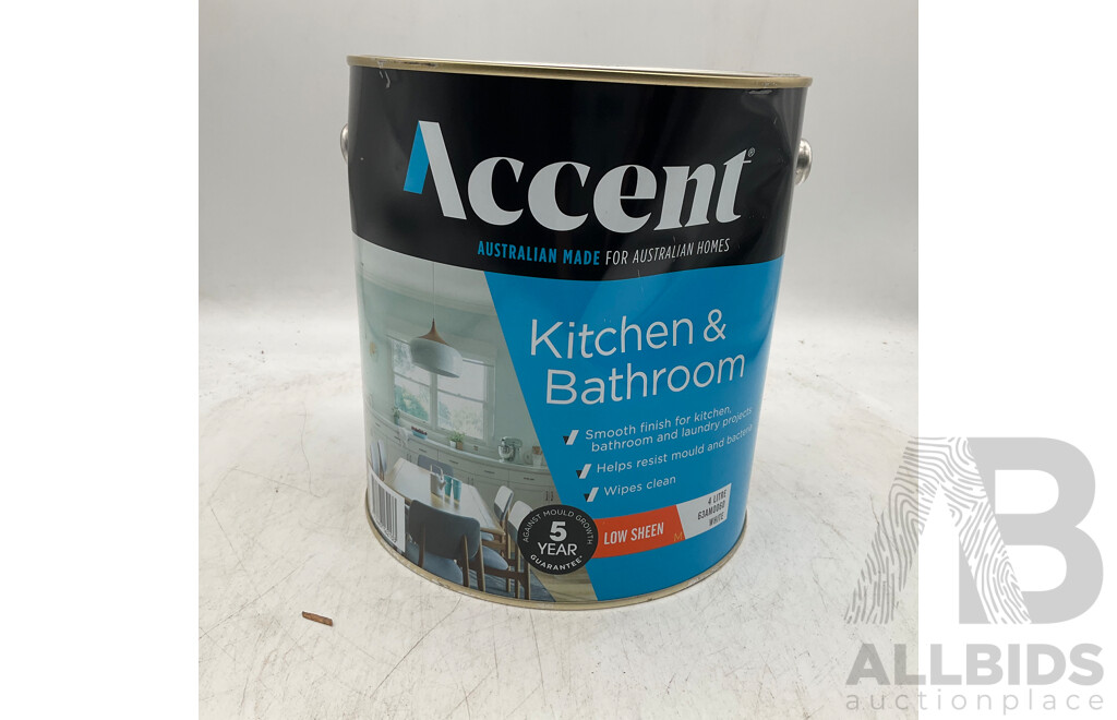 ACCENT Kitchen & Bathroom Low Sheen White 4L