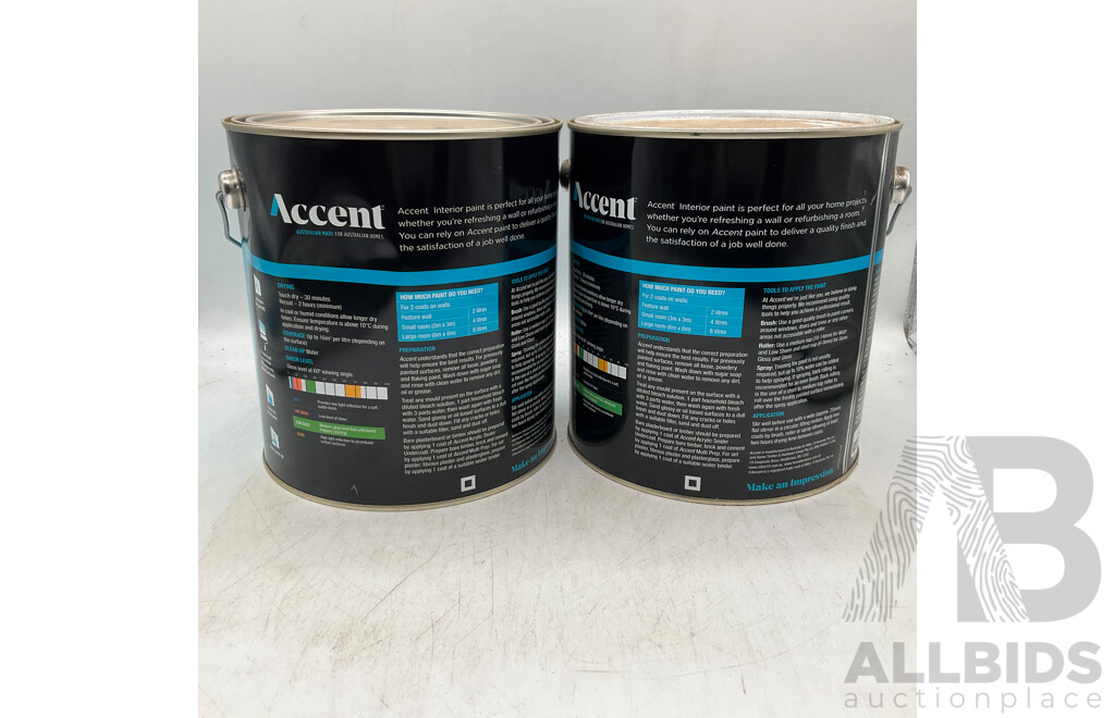 ACCENT Interior Semi Gloss White 4L - Lot of 2