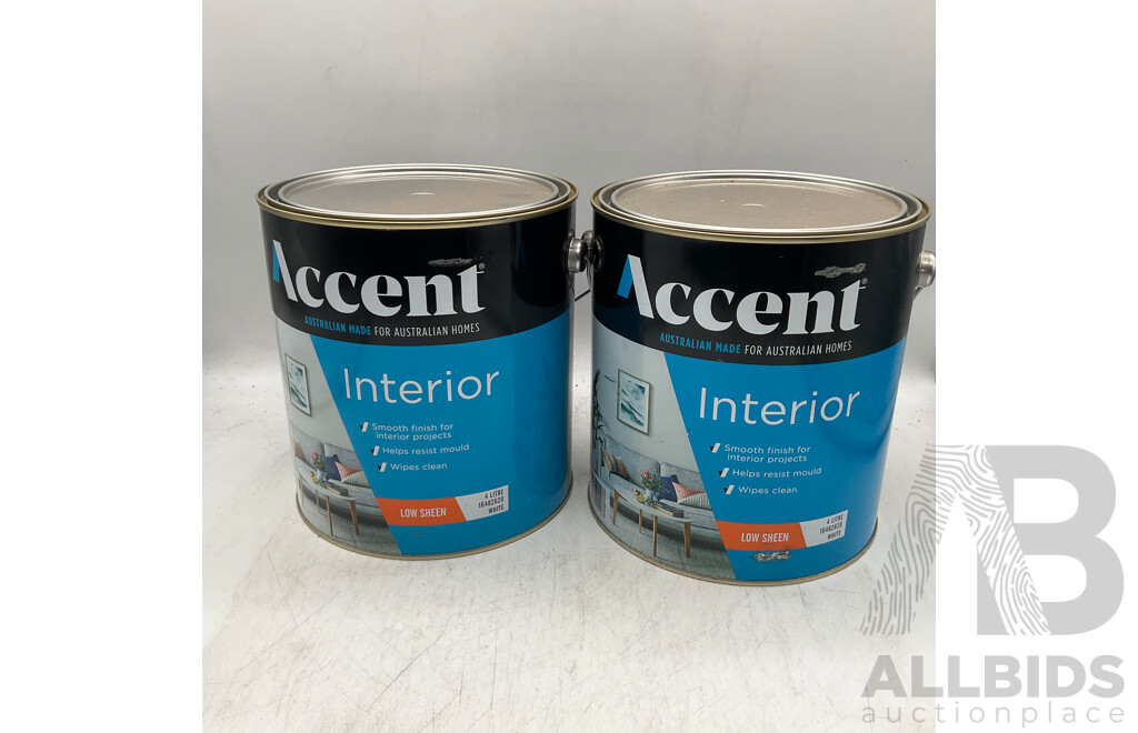 ACCENT Interior Low Sheen White 4L - Lot of 2