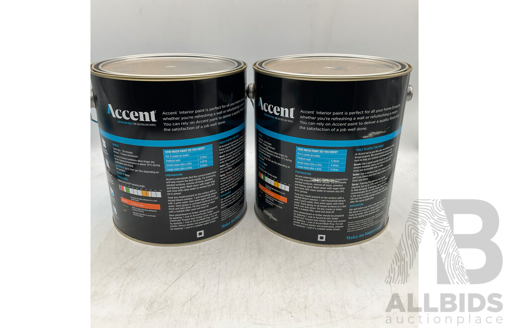 ACCENT Interior Low Sheen White 4L - Lot of 2