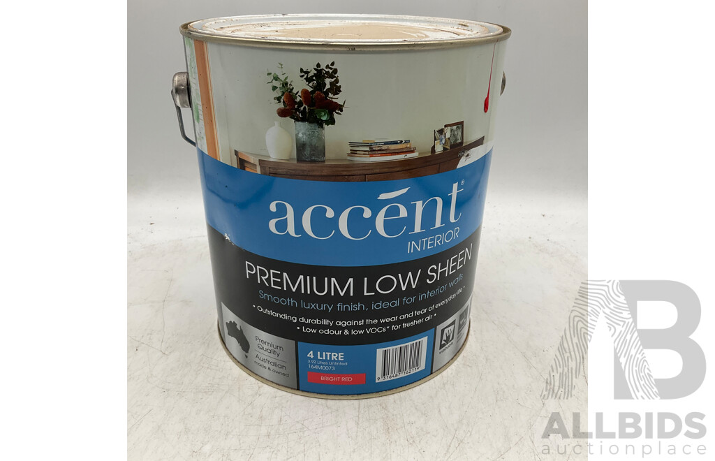 ACCENT Interior Premium Low Sheen Bright Red 4L