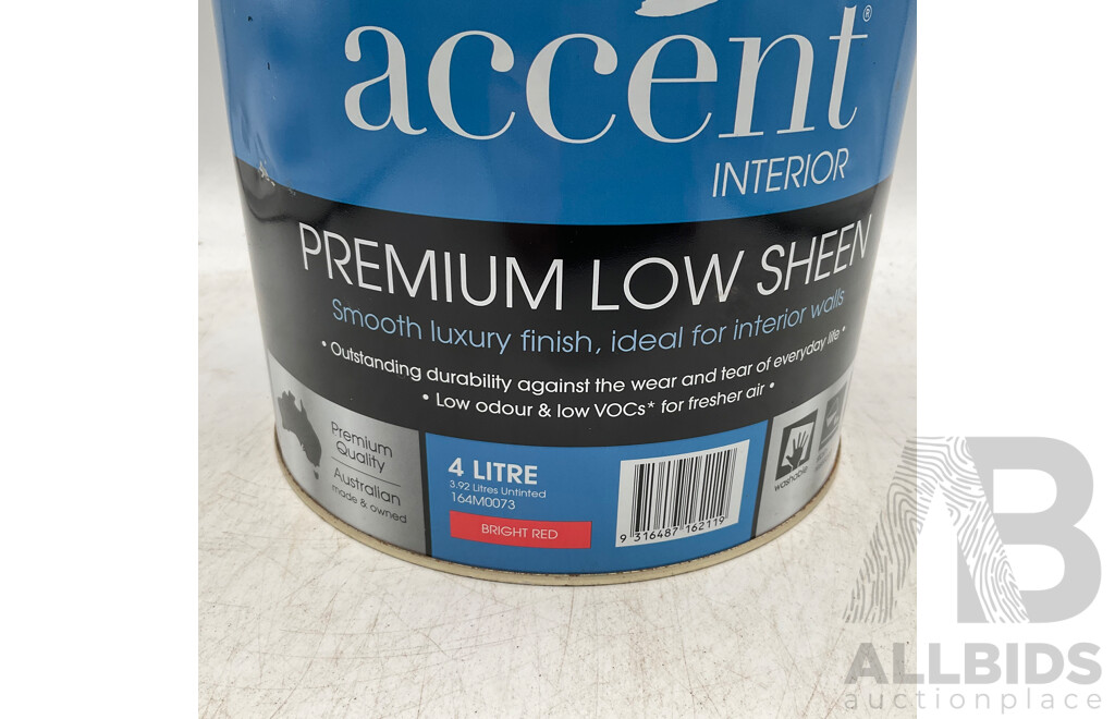 ACCENT Interior Premium Low Sheen Bright Red 4L