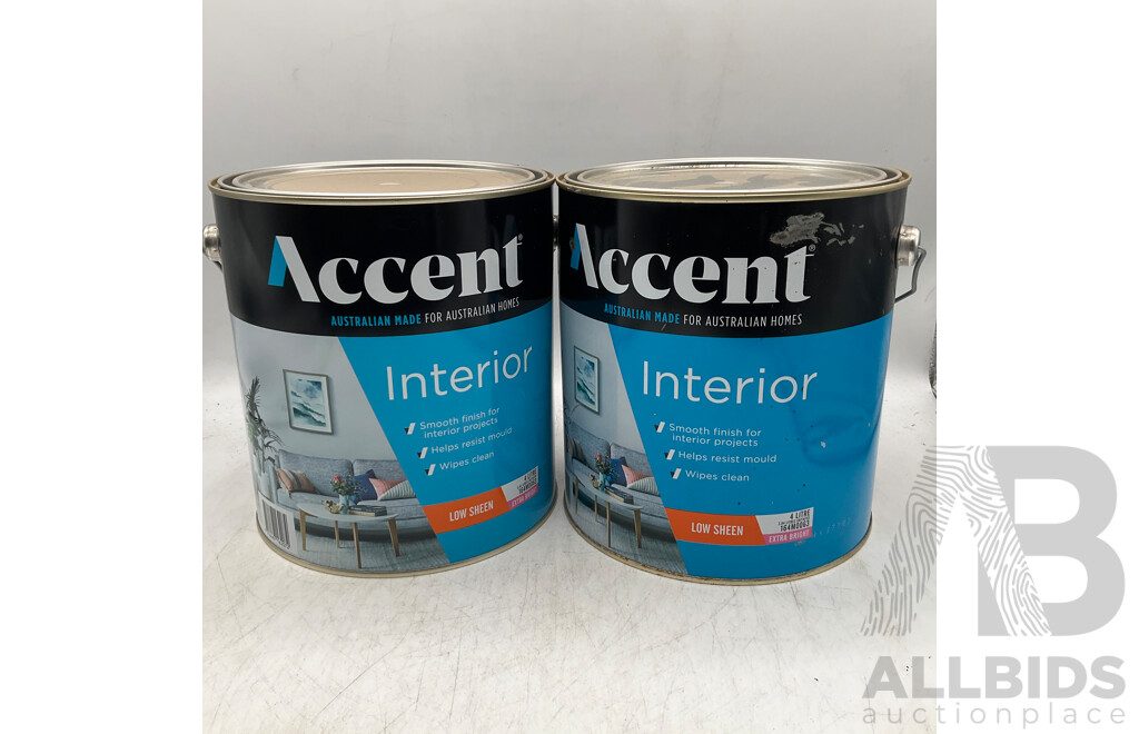 ACCENT Interior Low Sheen Extra Bright 4L - Lot of 2