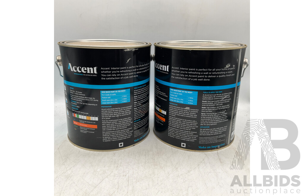 ACCENT Interior Low Sheen Extra Bright 4L - Lot of 2