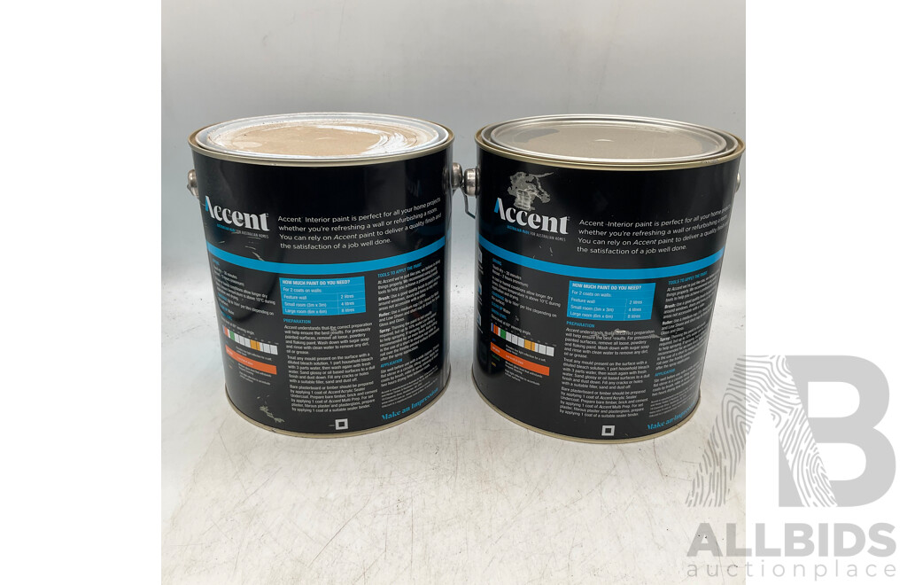 ACCENT Interior Low Sheen Extra Bright 4L - Lot of 2