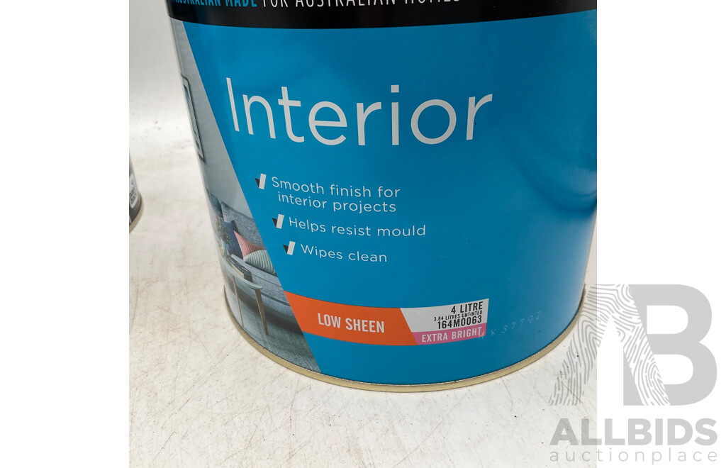 ACCENT Interior Low Sheen Extra Bright 4L - Lot of 2