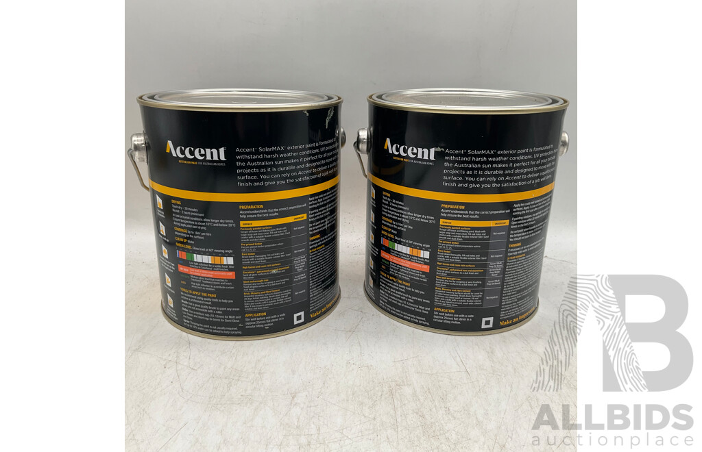 ACCENT SolarMAX Low Sheen Extra Bright 2L - Lot of 2