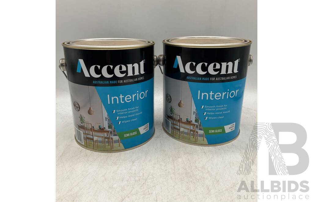 ACCENT Interior Semi Gloss White 2L - Lot of 2