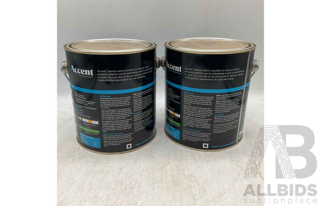 ACCENT Interior Semi Gloss White 2L - Lot of 2