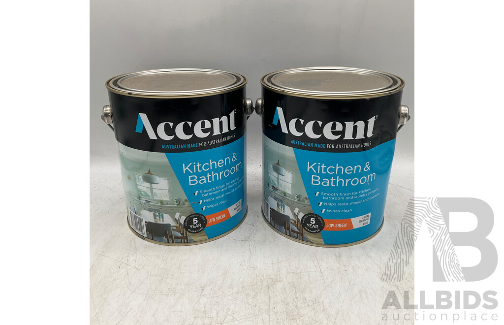 ACCENT Kitchen & Bathroom Low Sheen White 2L - Lot of 2