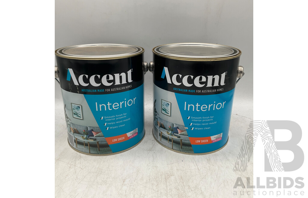 ACCENT Interior Low Sheen Extra Bright 2L - Lot of 2