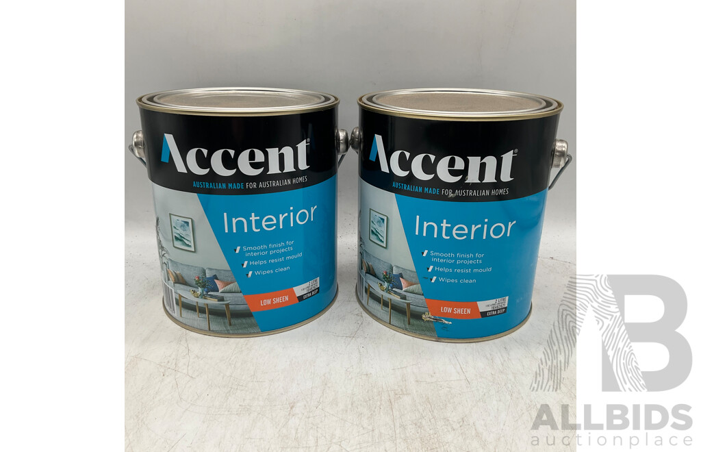 ACCENT Interior Low Sheen Extra Deep 2L - Lot of 2