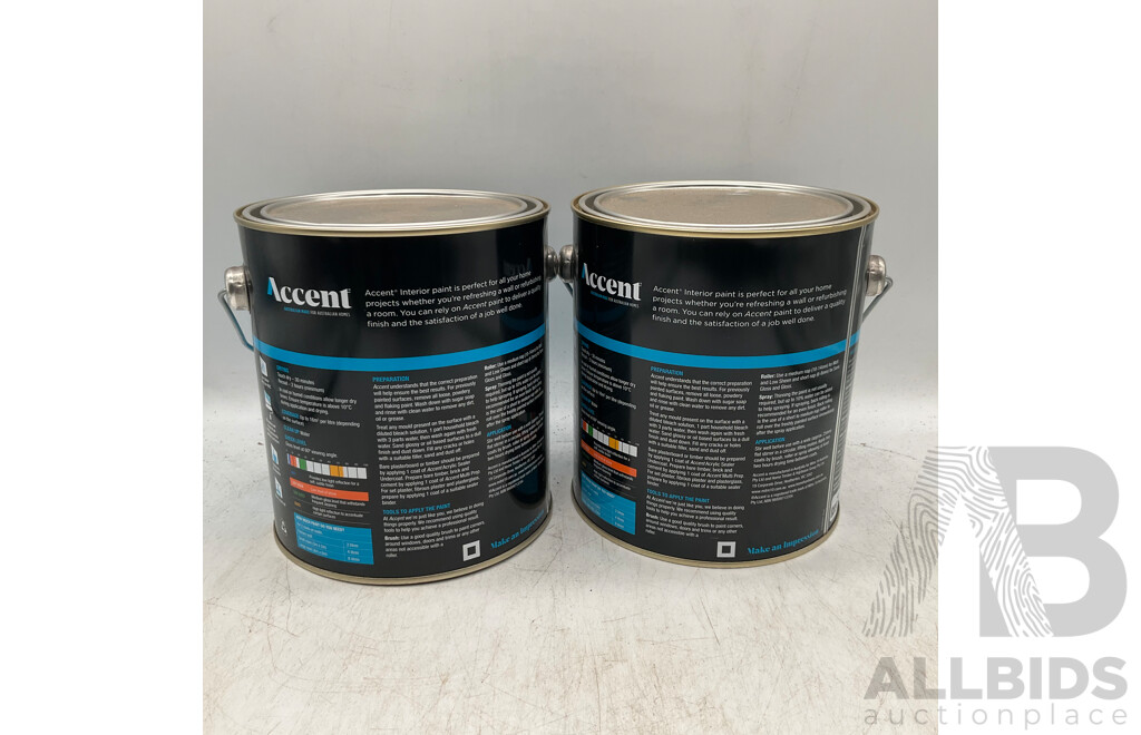 ACCENT Interior Low Sheen Extra Deep 2L - Lot of 2