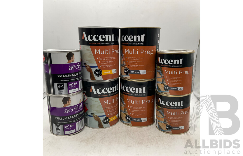 ACCENT Assorted of Multi Prep Water Based/Oil Based - 500ml/1L - Lot of 8