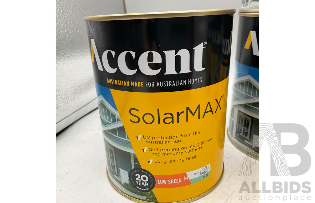 ACCENT Assorted of SolarMax Low Sheen Deep/ Extra Deep/ Black/ White 1L - Lot of 7