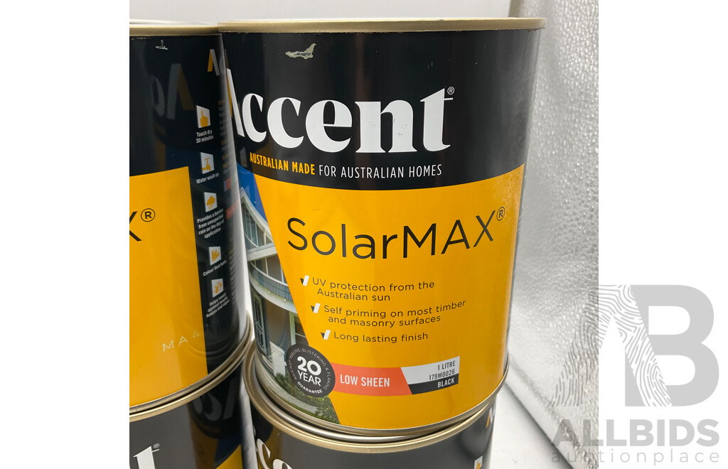 ACCENT Assorted of SolarMax Low Sheen Deep/ Extra Deep/ Black/ White 1L - Lot of 7