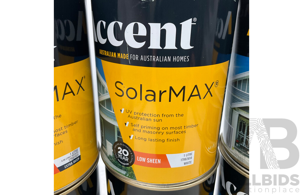 ACCENT Assorted of SolarMax Low Sheen Deep/ Extra Deep/ Black/ White 1L - Lot of 7