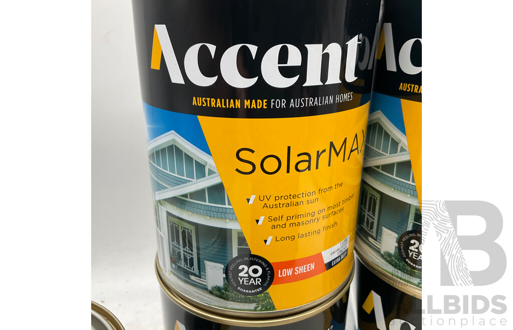 ACCENT Assorted of SolarMax Low Sheen Deep/ Extra Deep/ Black/ White 1L - Lot of 7