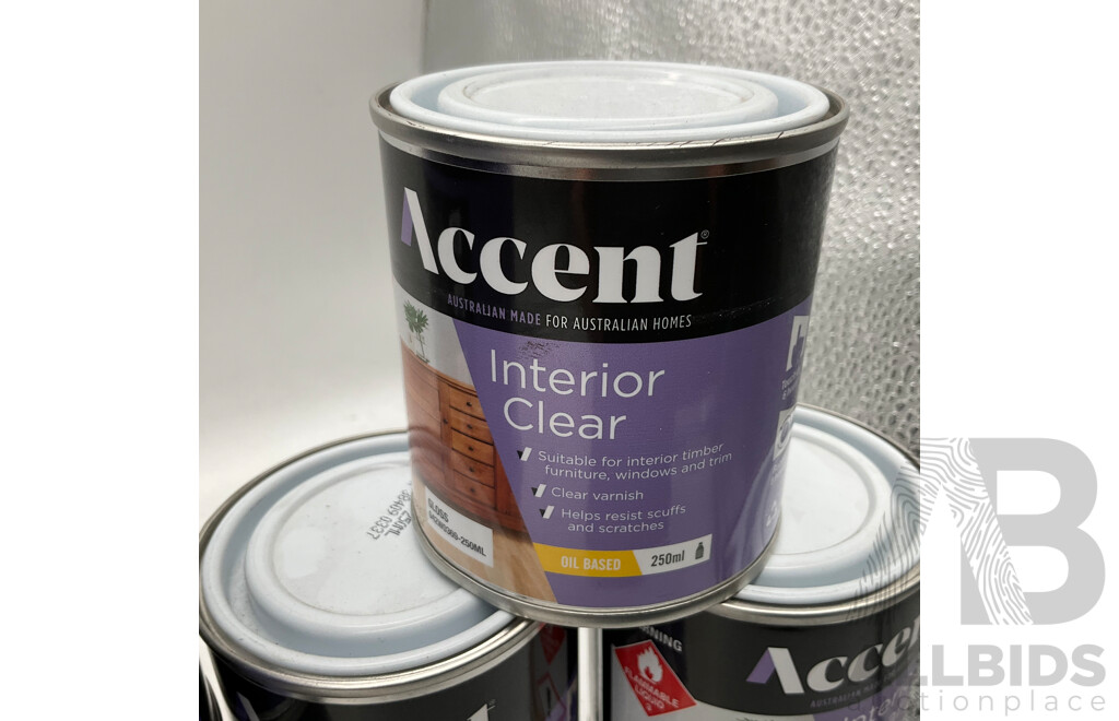 ACCENT Interior Clear Oil Based 1L/250ml - Lot of 9