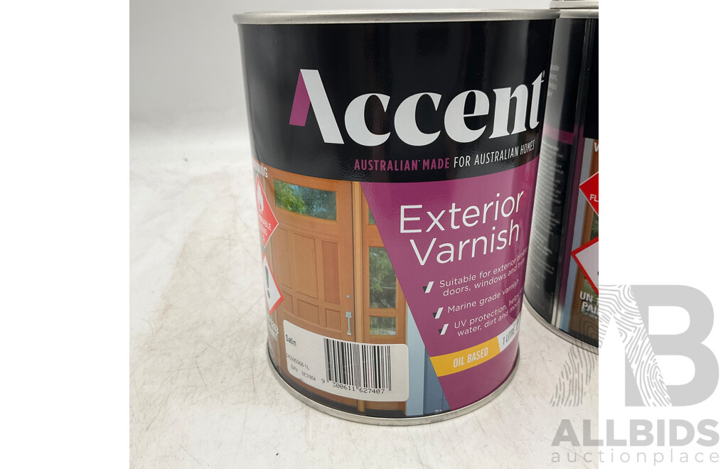 ACCENT Exterior Varnish Oil Based 1L Stain/Gloss - Lot of 3