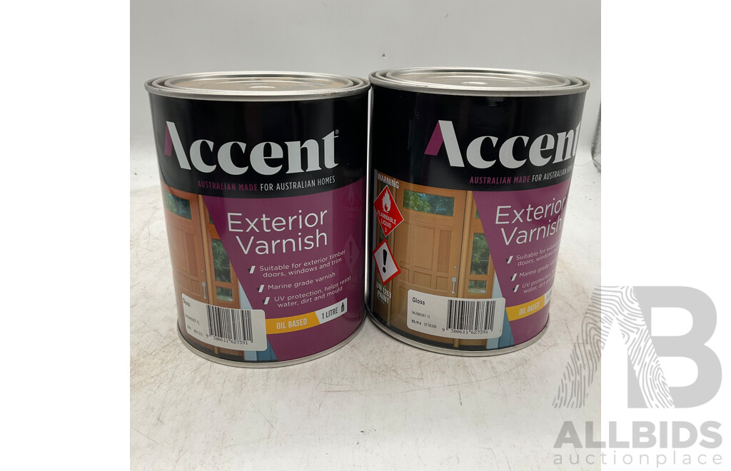 ACCENT Exterior Varnish Oil Based 1L Stain/Gloss - Lot of 3