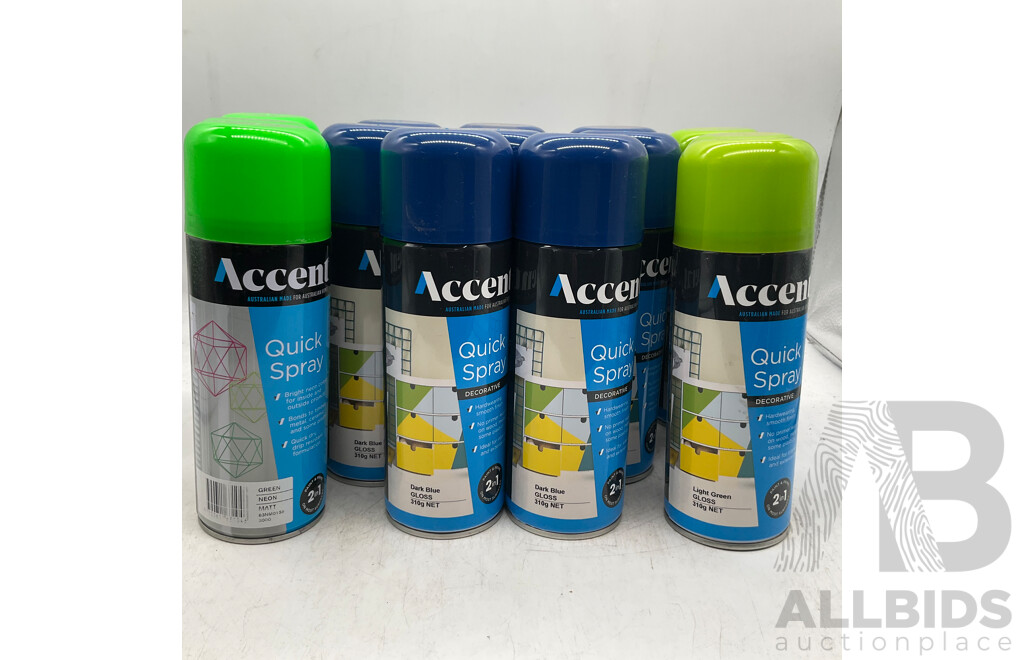 ACCENT Quick Spary Green Neon Matt/Dark Blue Gloss /Light Green Gloss - Lot of 14