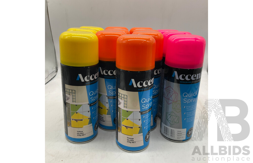 ACCENT Quick Spary Pink Neon Matt/Orange Gloss / Yellow Gloss - Lot of 13