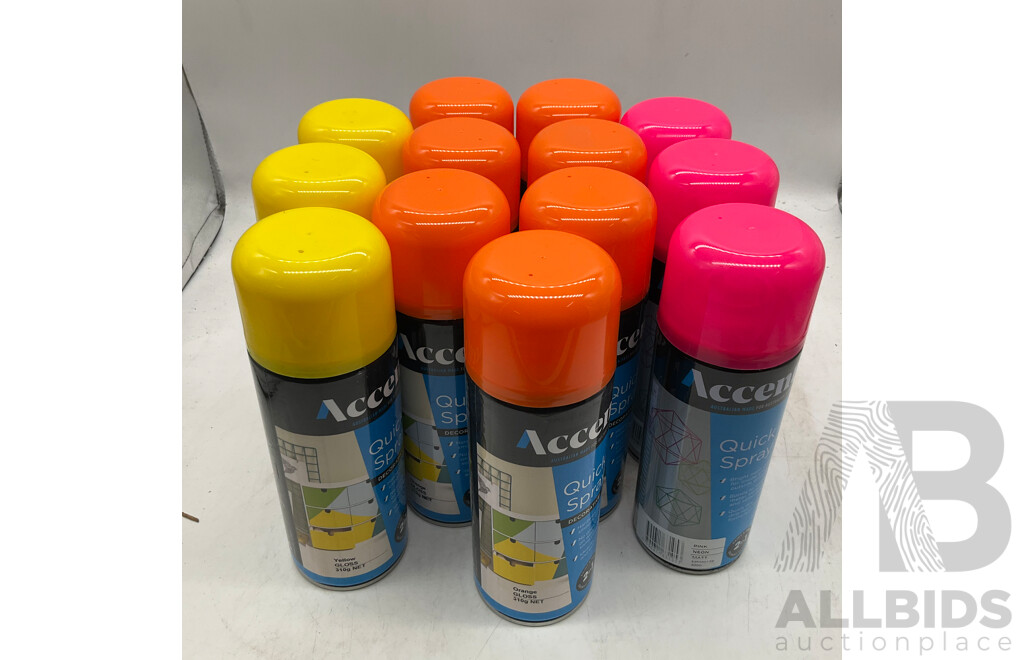 ACCENT Quick Spary Pink Neon Matt/Orange Gloss / Yellow Gloss - Lot of 13