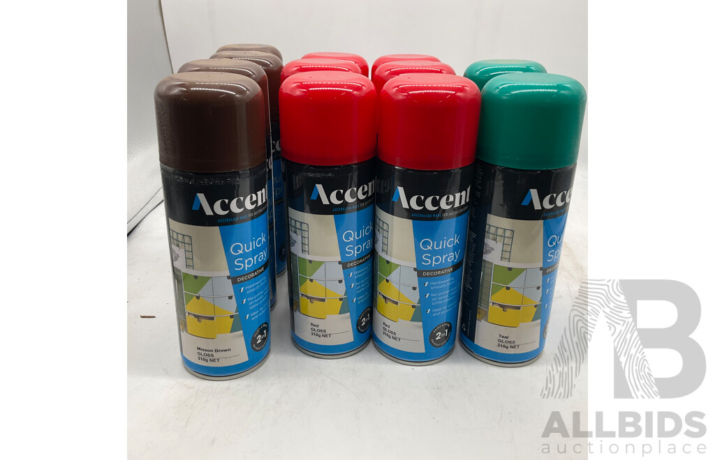 ACCENT Quick Spary Mission Brown Gloss/ Red Gloss/ Teal Gloss - Lot of 12