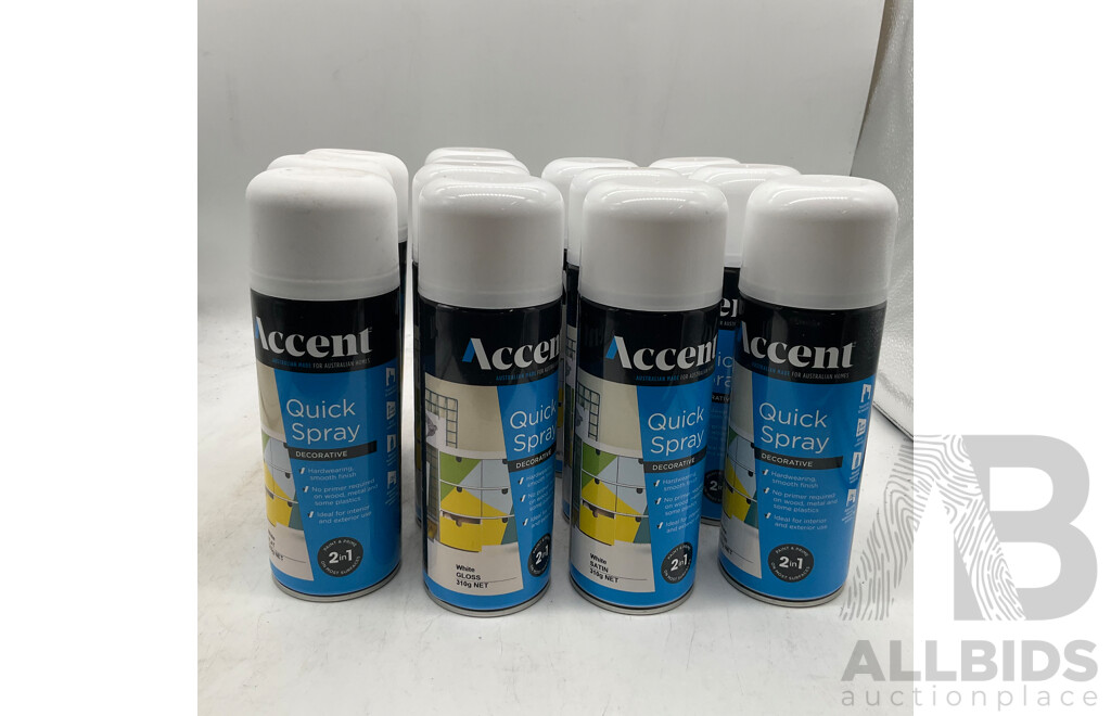 ACCENT Quick Spary White Gloss /White Stain/White Flat - Lot of 13