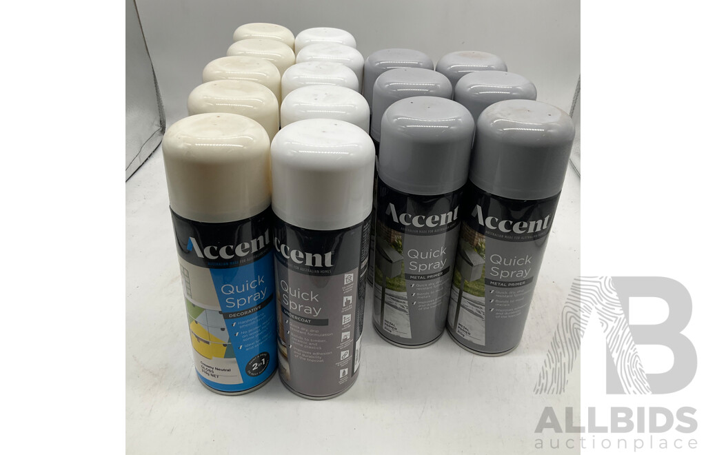 ACCENT Quick Spary Creamy Neutral Gloss /Metal Primer / Undercoat - Lot of 16