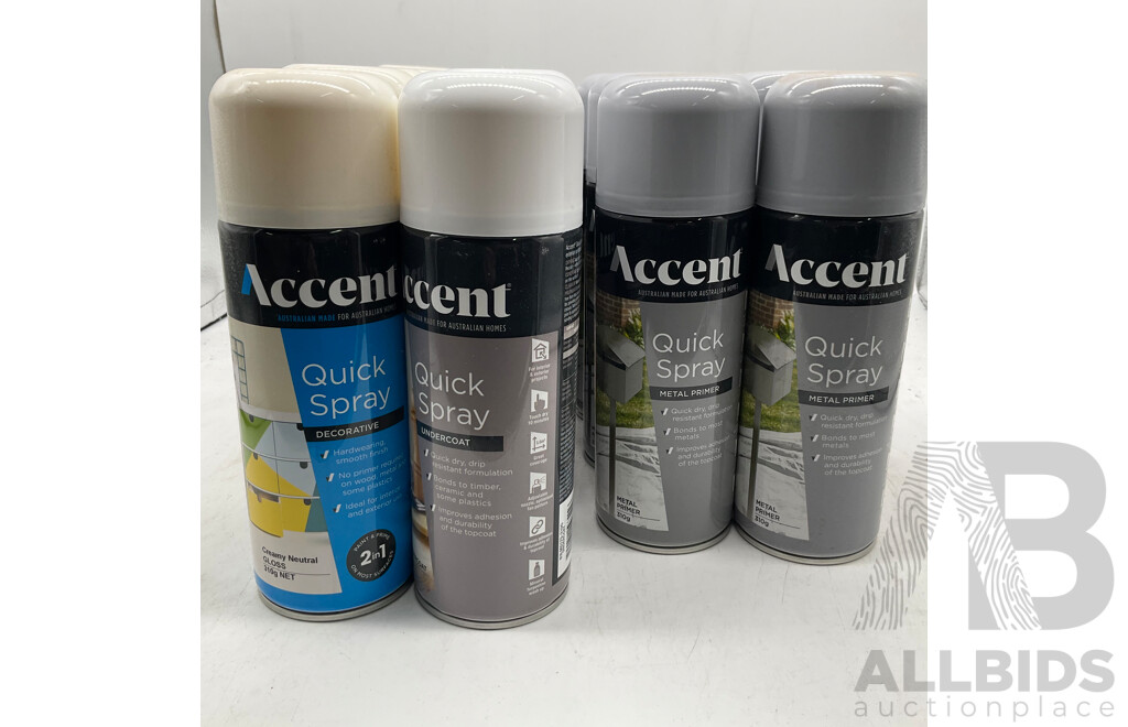 ACCENT Quick Spary Creamy Neutral Gloss /Metal Primer / Undercoat - Lot of 16