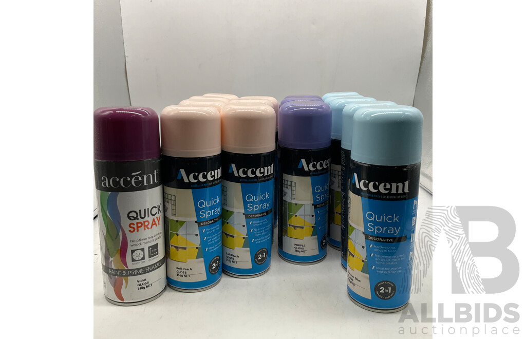 ACCENT Quick Spray Soft Peach Gloss/Summer Blue Gloss/Purple Gloss/Violet Gloss - Lot of 16