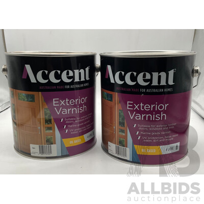 ACCENT Exterior Varnish Oil Based Stain 4L - Lot of 2