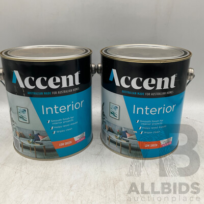 ACCENT Interior Low Sheen Extra Bright 2L - Lot of 2