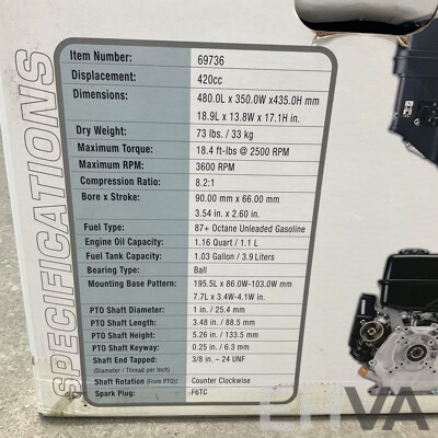 Predator Engine 420cc OHV Horizontal Shaft Gas Engine