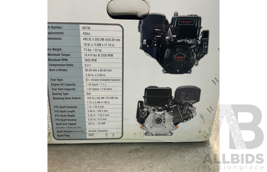 Predator Engine 420cc OHV Horizontal Shaft Gas Engine