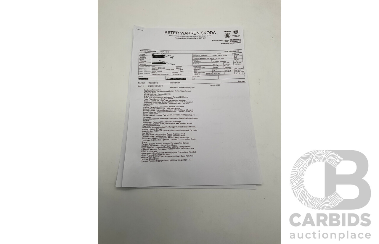 1/2014 Skoda Octavia RS 162 TSI NE MY15 4d Wagon White Turbo 2.0L