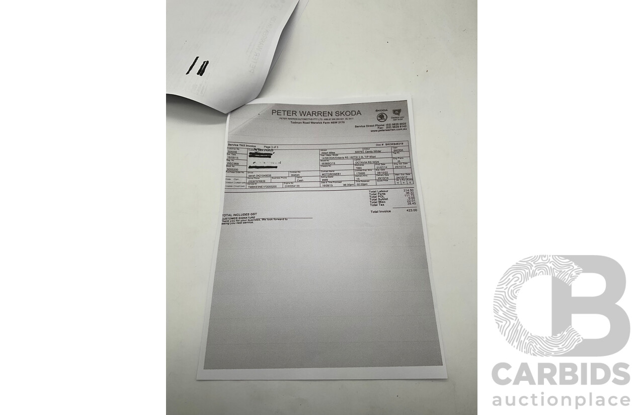 1/2014 Skoda Octavia RS 162 TSI NE MY15 4d Wagon White Turbo 2.0L
