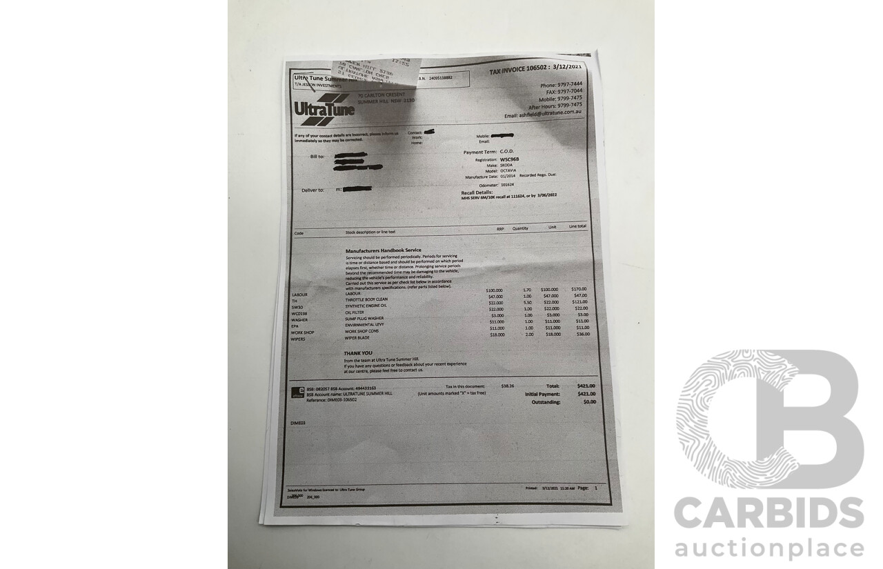 1/2014 Skoda Octavia RS 162 TSI NE MY15 4d Wagon White Turbo 2.0L