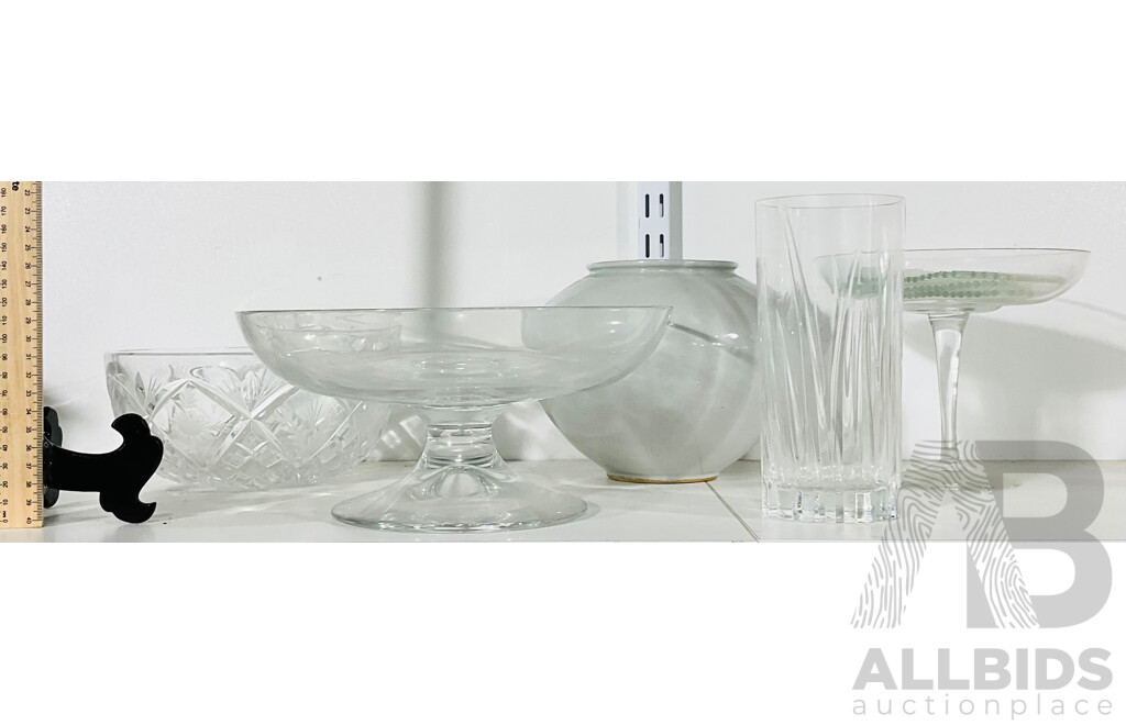 Collection of Glass Homeware Including Bowls, Vase and More