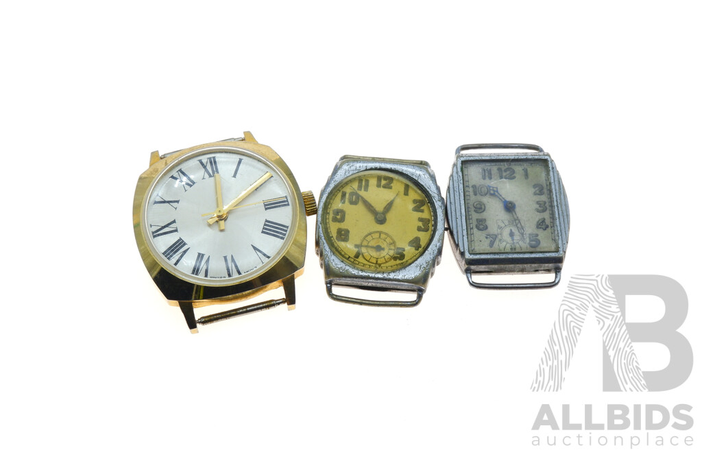 Vintage 1940's (2) Watches with Unbranded Vintage 1960's Watch