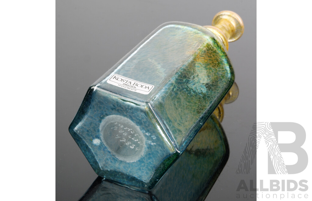 Mid Century Kosta Boda Art Glass Bottle by Bertil Vallien